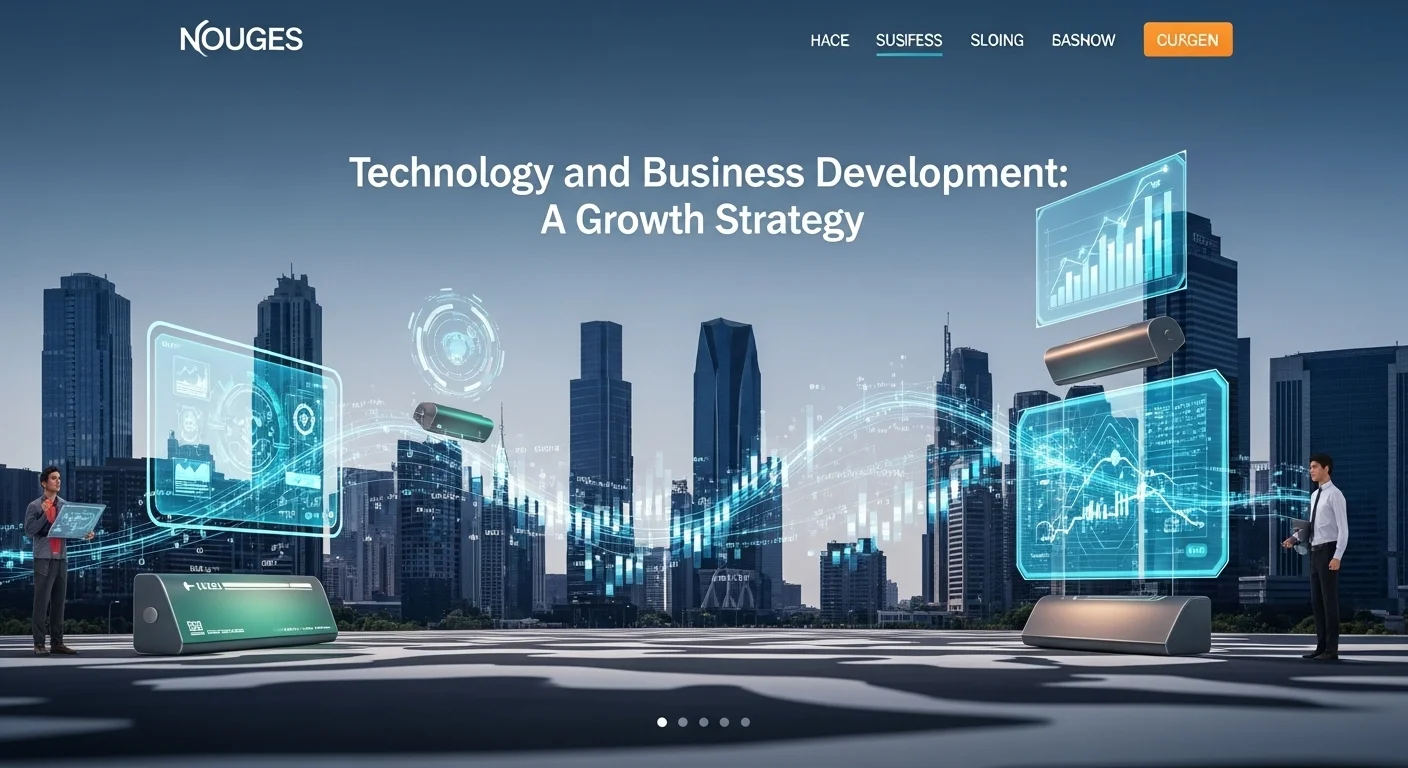 Modern technology landscape with business elements and tech solutions for Business Development