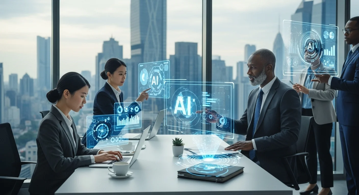 Modern technology landscape with business elements and tech solutions for Business With Artificial