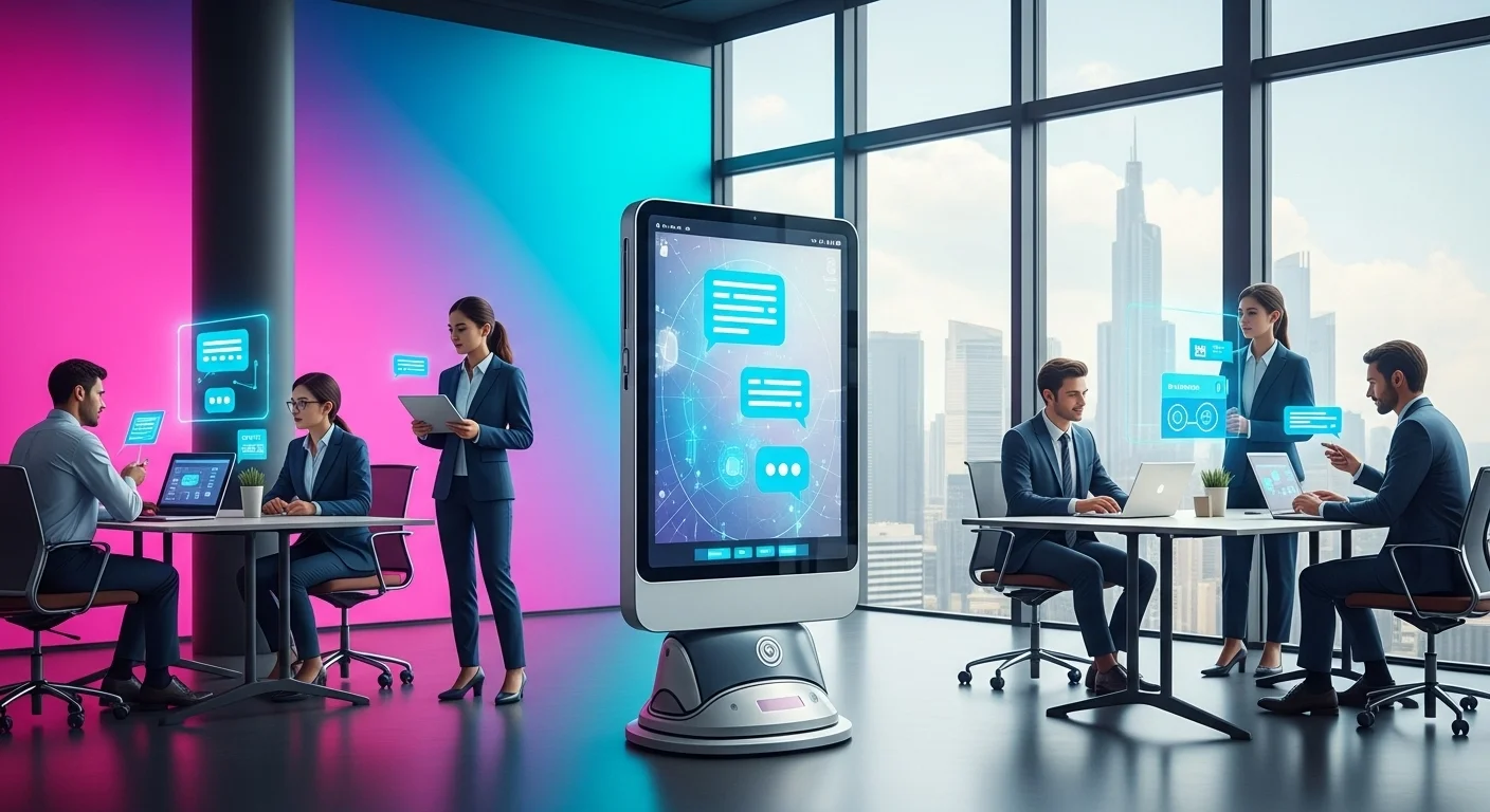 Modern technology landscape with business elements and tech solutions for Chatbot