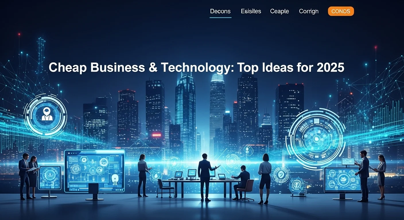 Modern technology landscape with business elements and tech solutions for Cheap Business