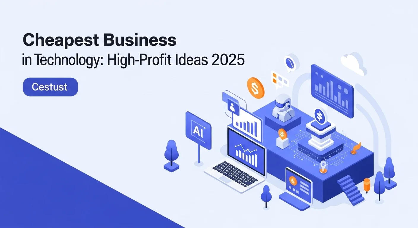 Modern technology landscape with business elements and tech solutions for Cheapest Business