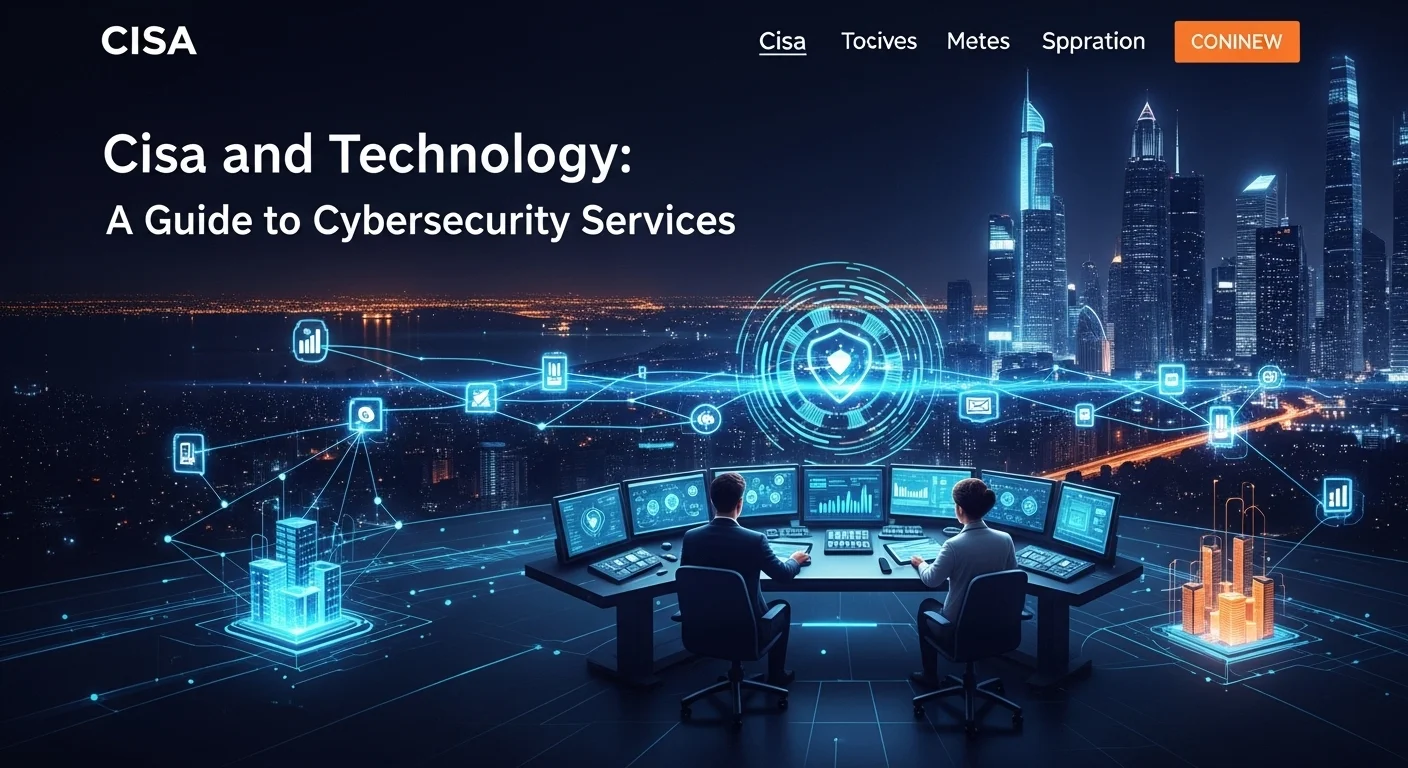Modern technology landscape with business elements and tech solutions for Cisa