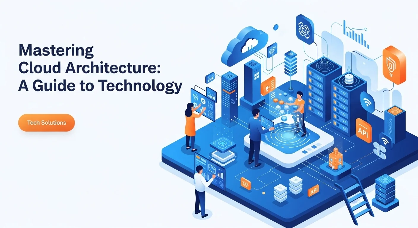 Modern technology landscape with business elements and tech solutions for Cloud Architecture