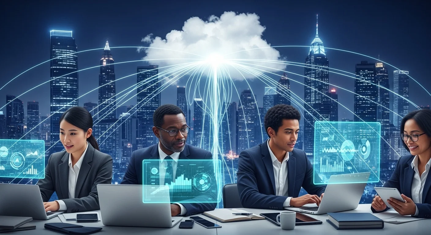Business technology with innovation and digital resources to discover Cloud
