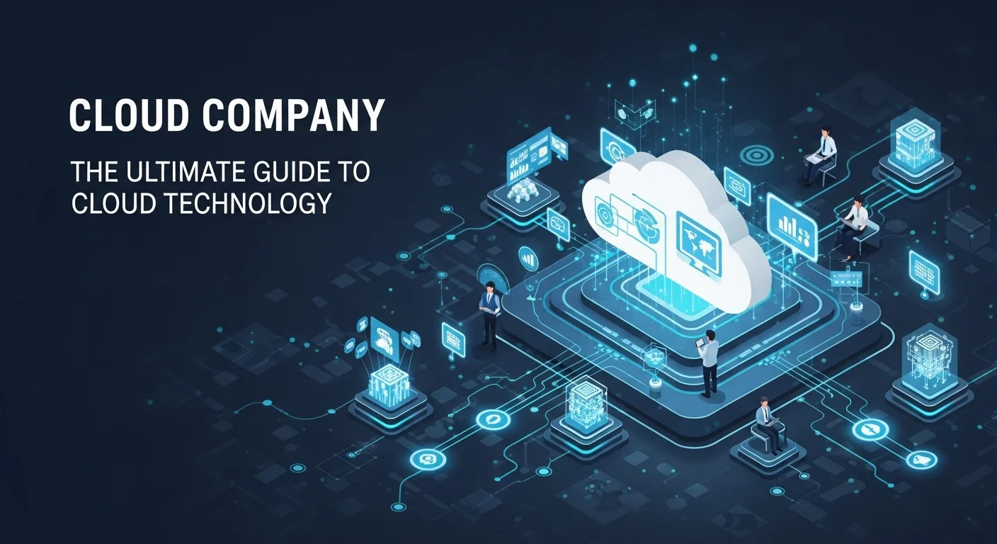 Modern technology landscape with business elements and tech solutions for Cloud Company