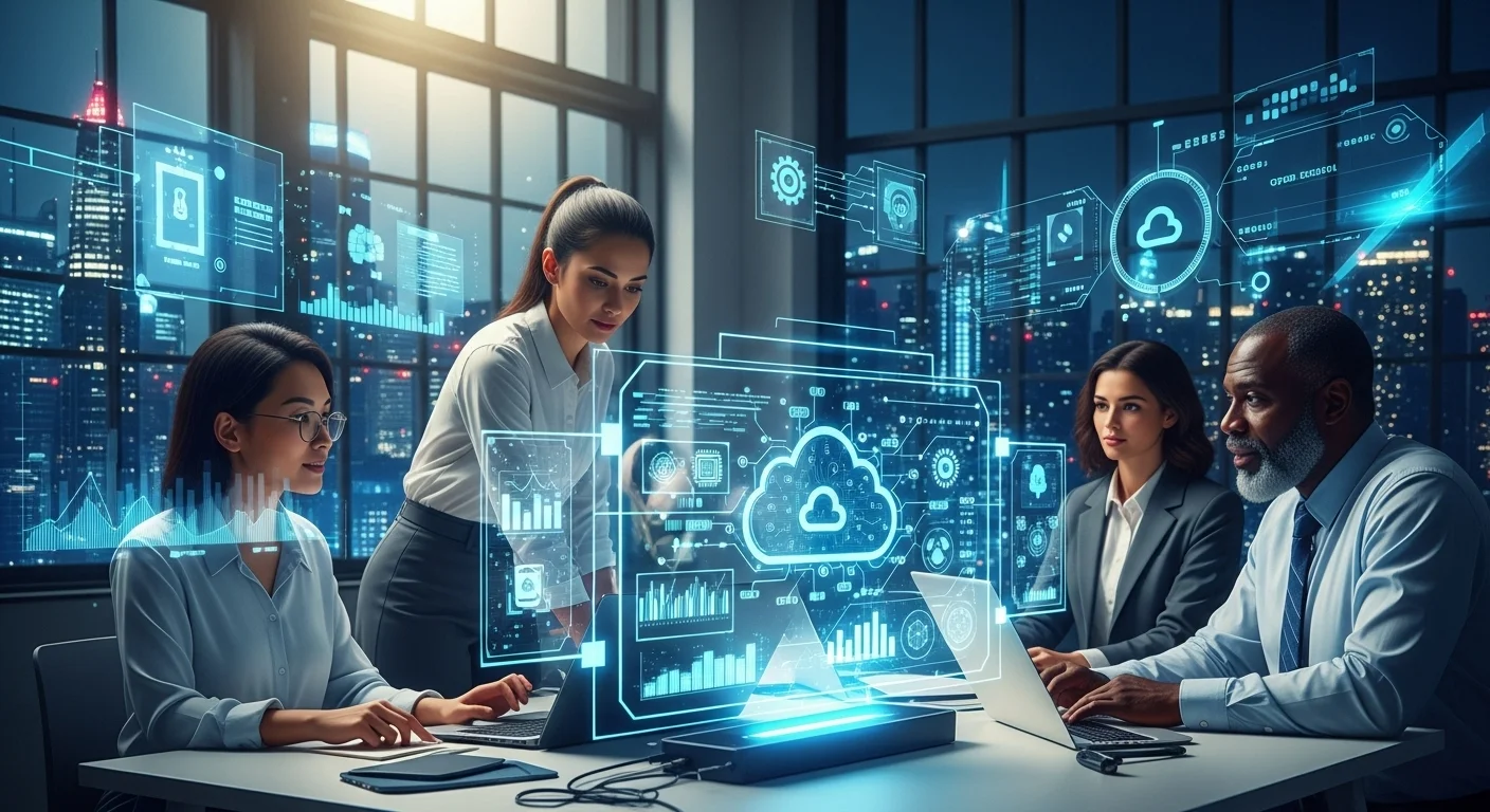 Business technology with innovation and digital resources to discover Cloud Cyber