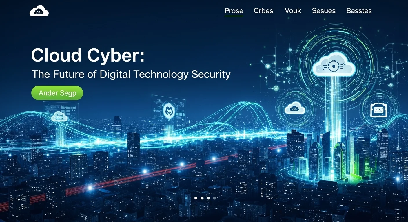 Modern technology landscape with business elements and tech solutions for Cloud Cyber