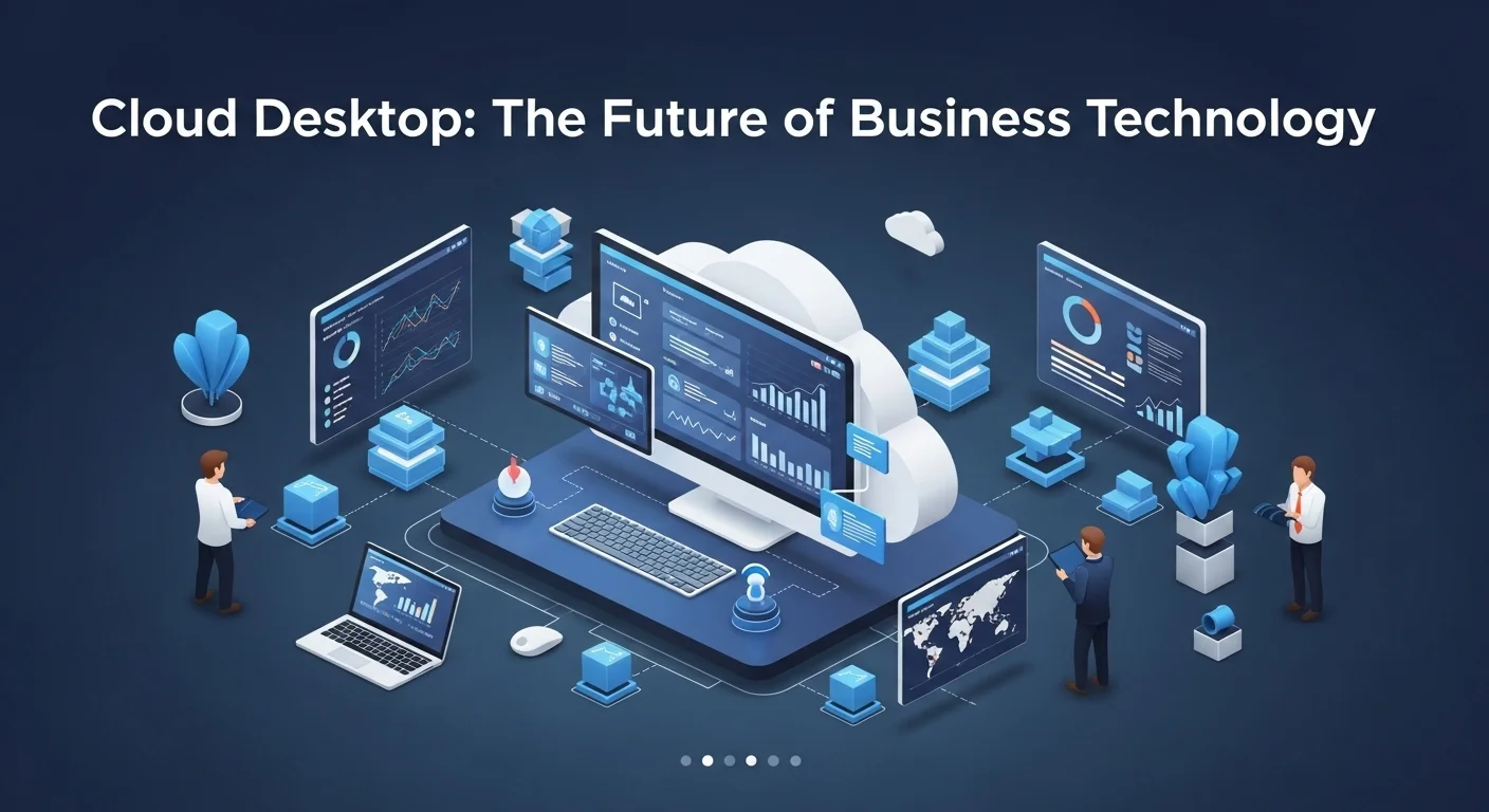 Modern technology landscape with business elements and tech solutions for Cloud Desktop