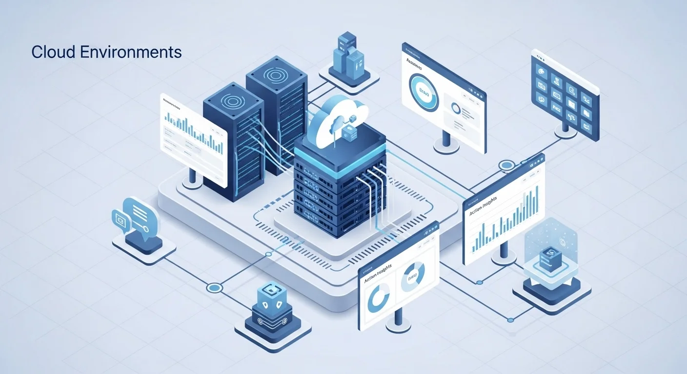 Modern technology landscape with business elements and tech solutions for Cloud Environment