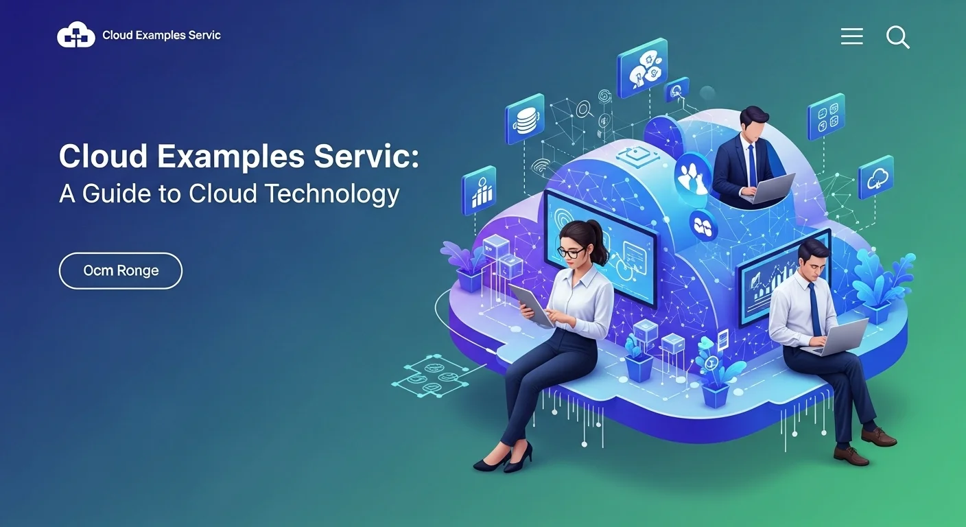 Modern technology landscape with business elements and tech solutions for Cloud Examples Servic