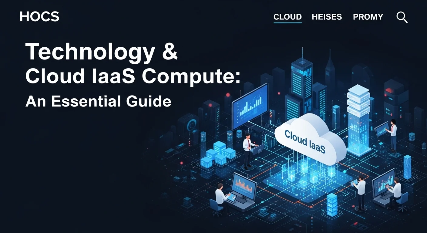 Modern technology landscape with business elements and tech solutions for Cloud Iaas Comput