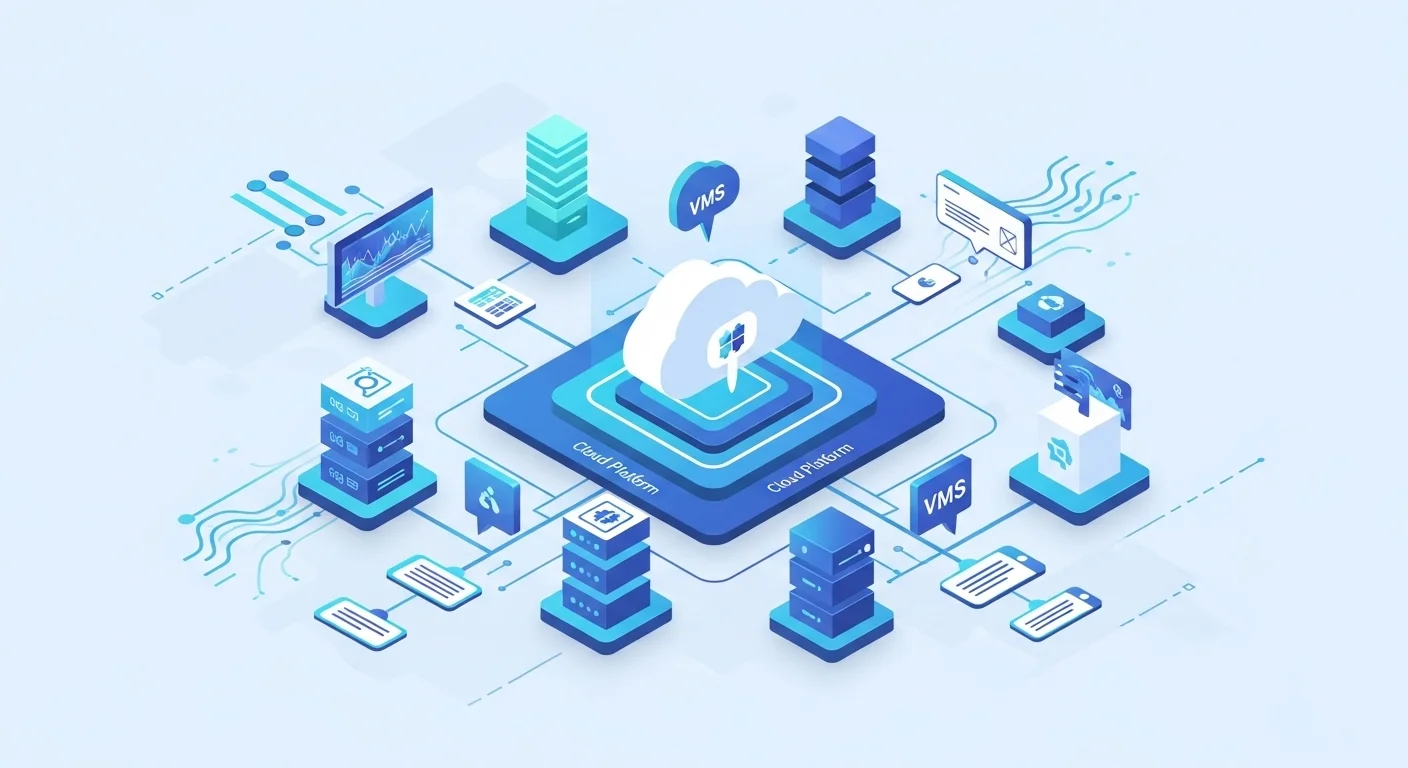 Modern technology landscape with business elements and tech solutions for Cloud Platform
