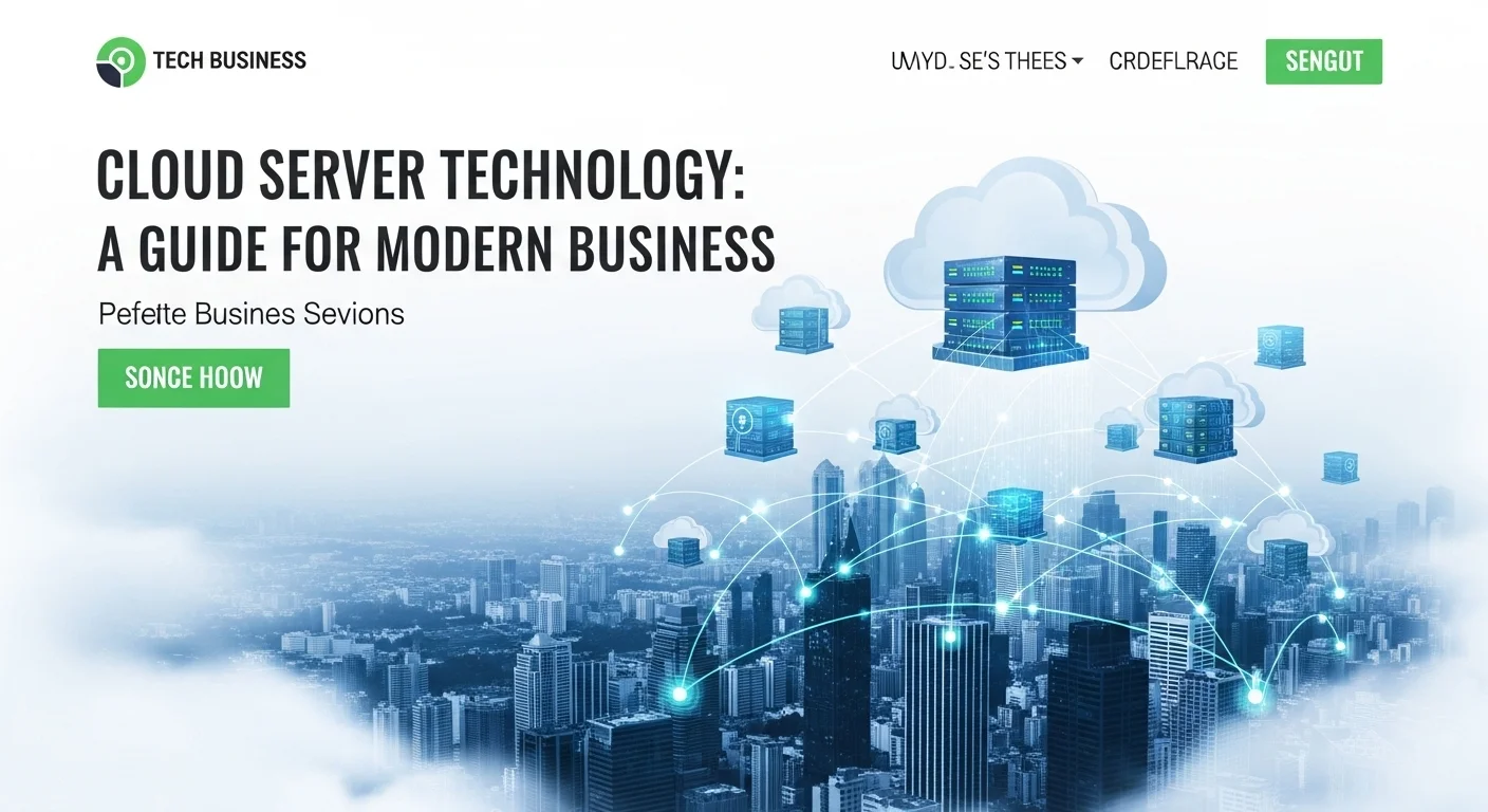 Modern technology landscape with business elements and tech solutions for Cloud Server
