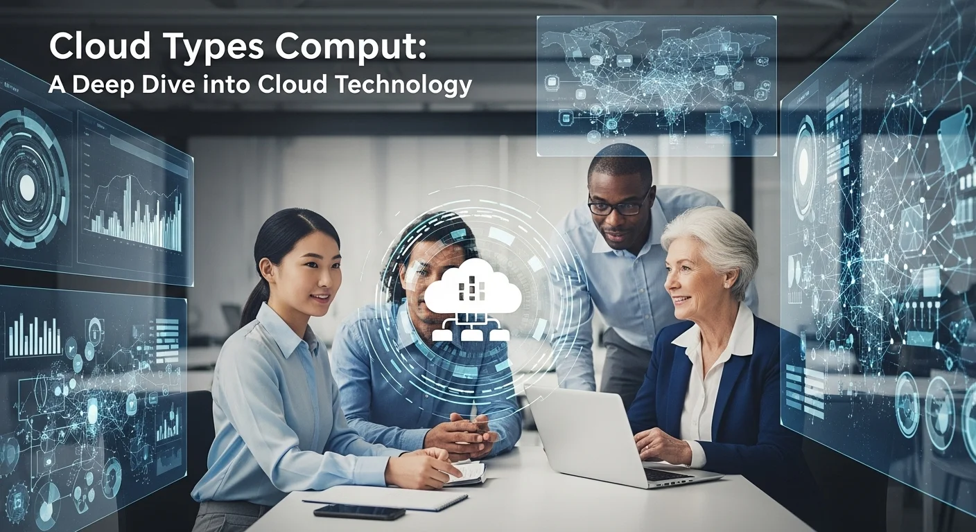 Business technology with innovation and digital resources to discover Cloud Types Comput