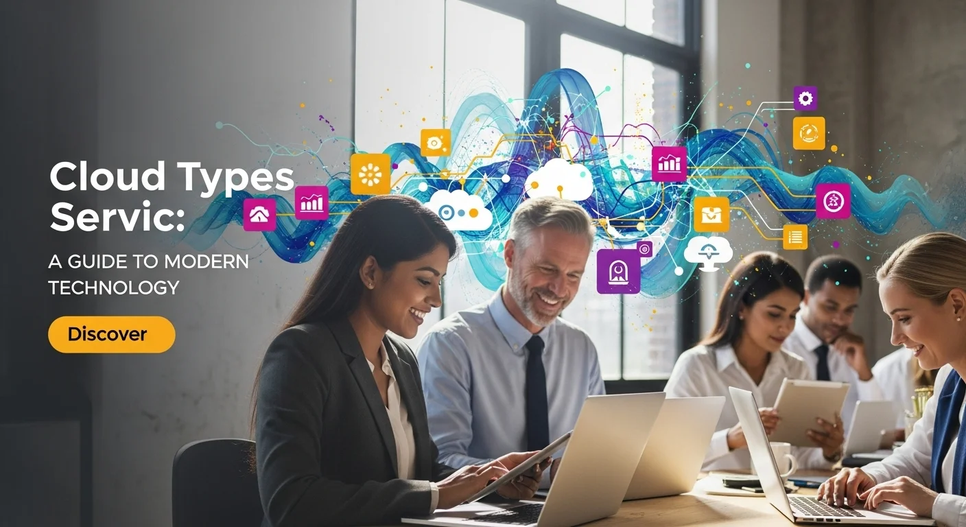 Business technology with innovation and digital resources to discover Cloud Types Servic