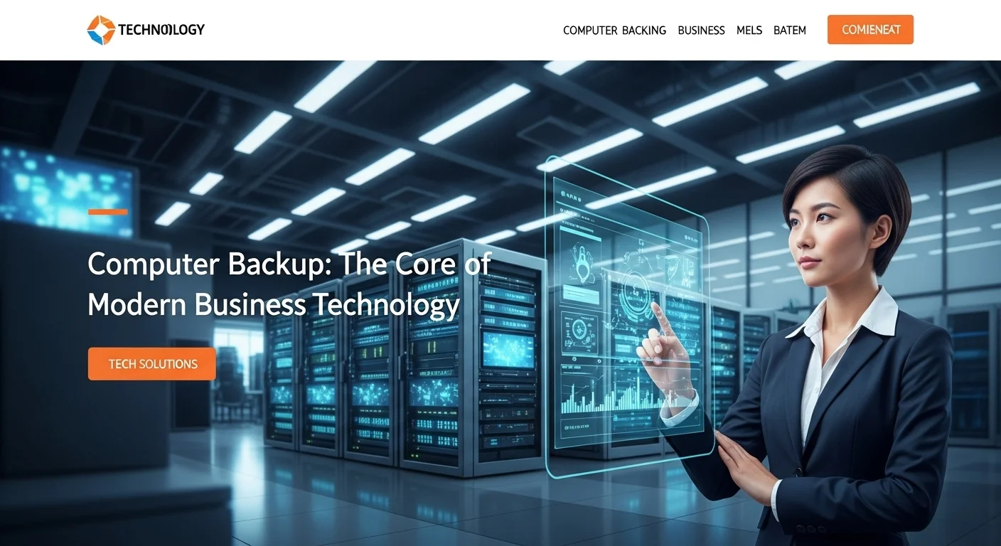 Modern technology landscape with business elements and tech solutions for Computer Backup