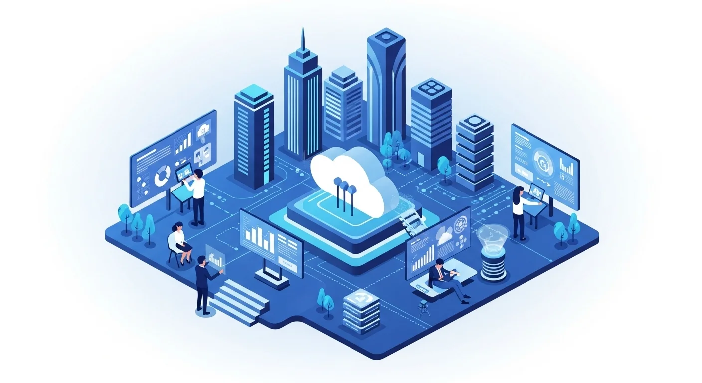 Modern technology landscape with business elements and tech solutions for Computing Platform Cloud