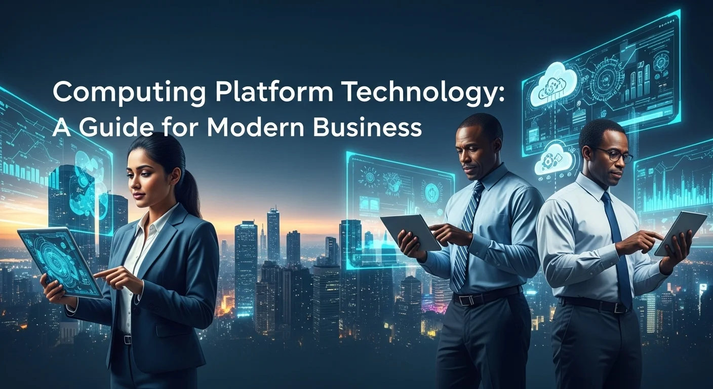 Modern technology landscape with business elements and tech solutions for Computing Platform