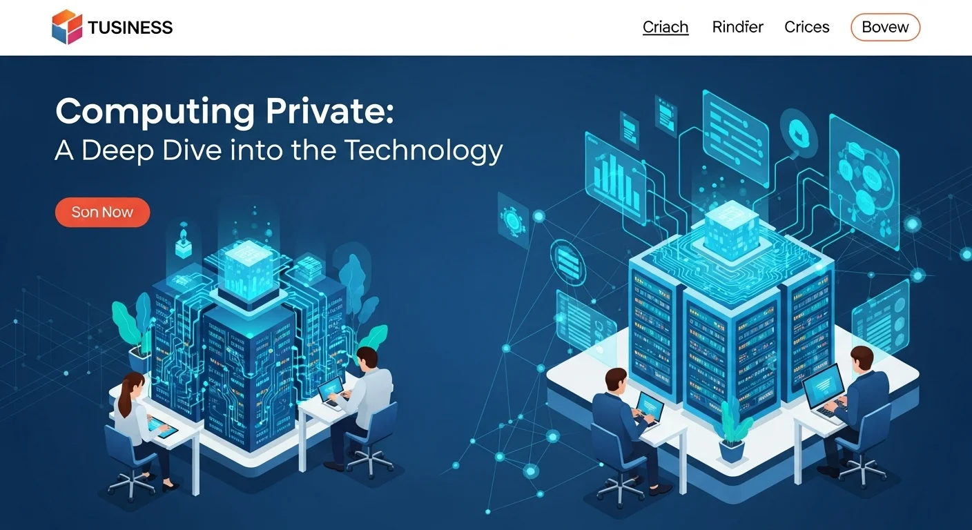 Modern technology landscape with business elements and tech solutions for Computing Private