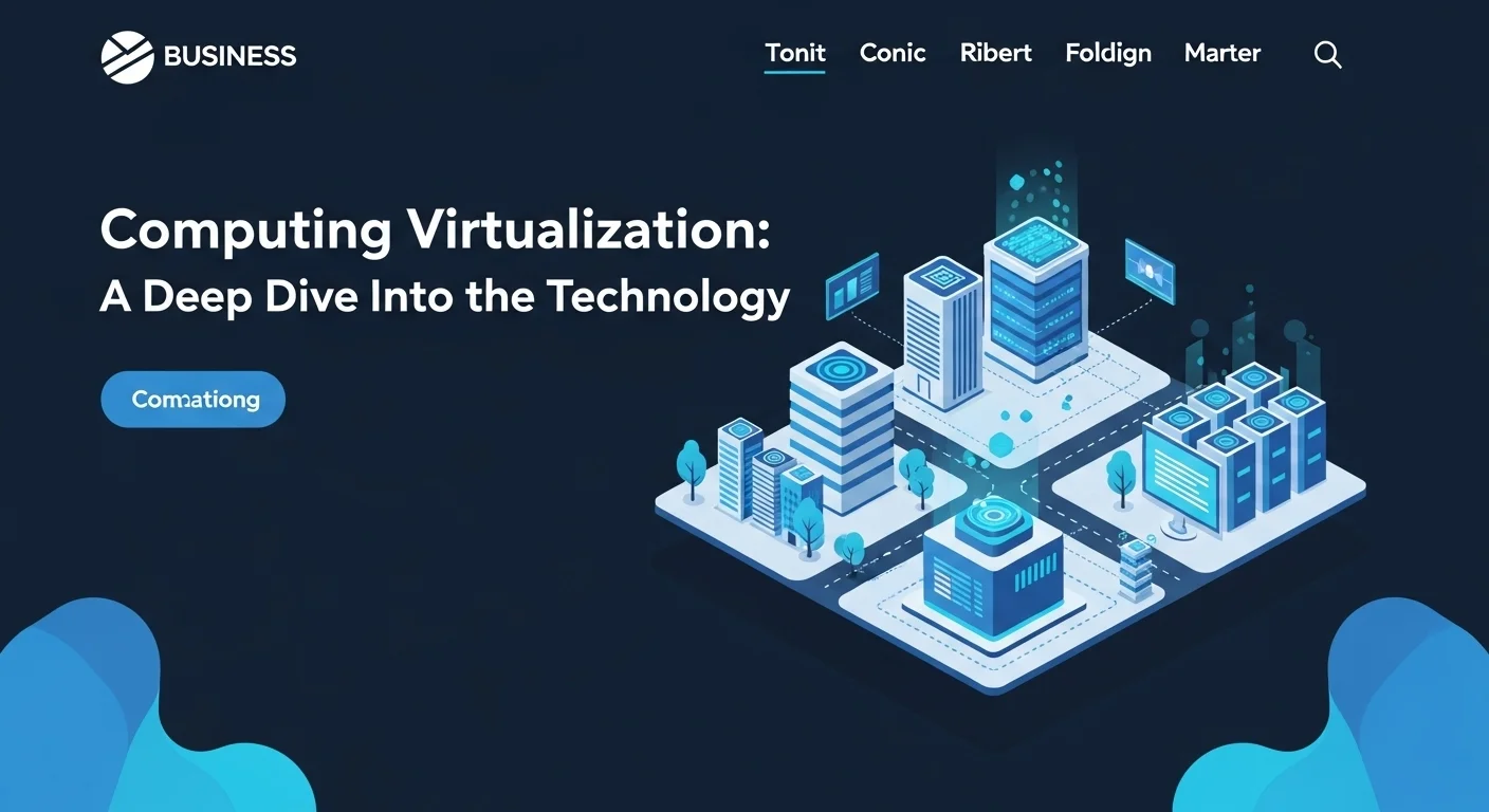 Modern technology landscape with business elements and tech solutions for Computing Virtualization
