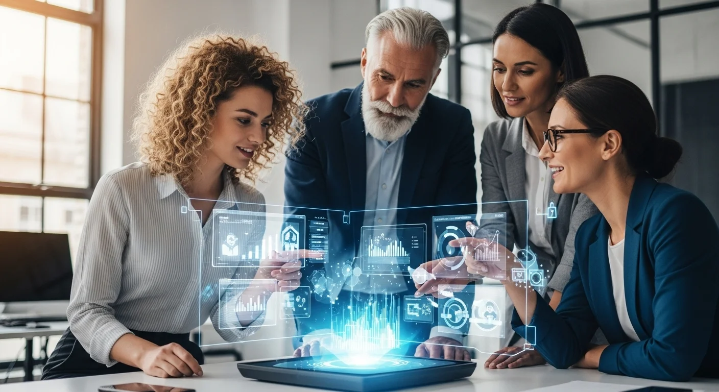 Business technology with innovation and digital resources to discover Computing Web