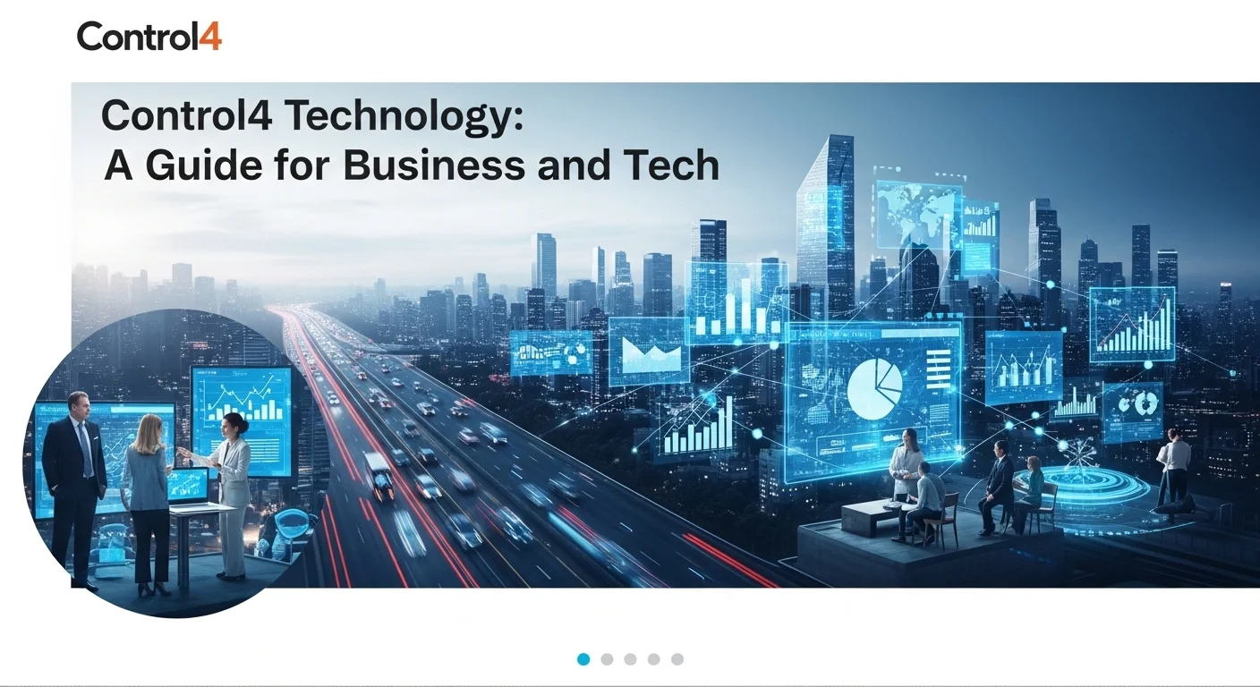 Modern technology landscape with business elements and tech solutions for Control4