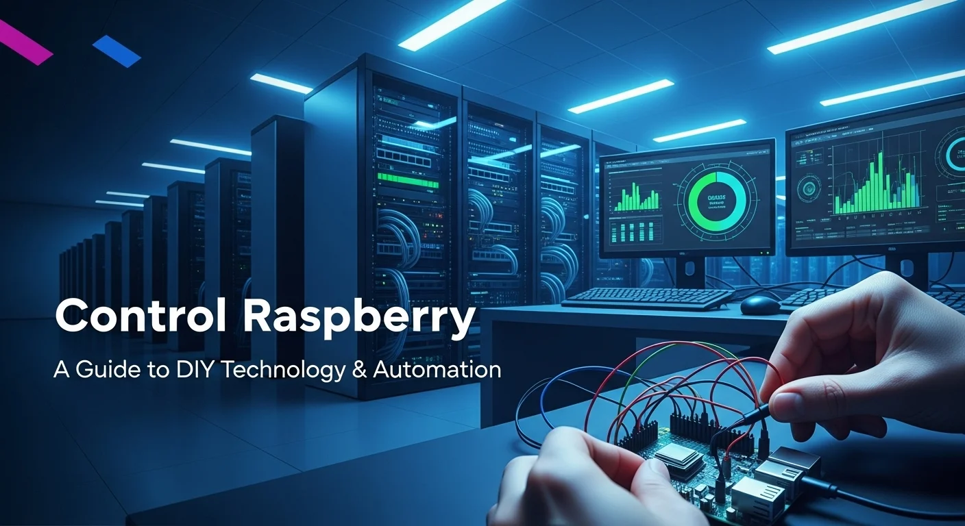 Modern technology landscape with business elements and tech solutions for Control Raspberry