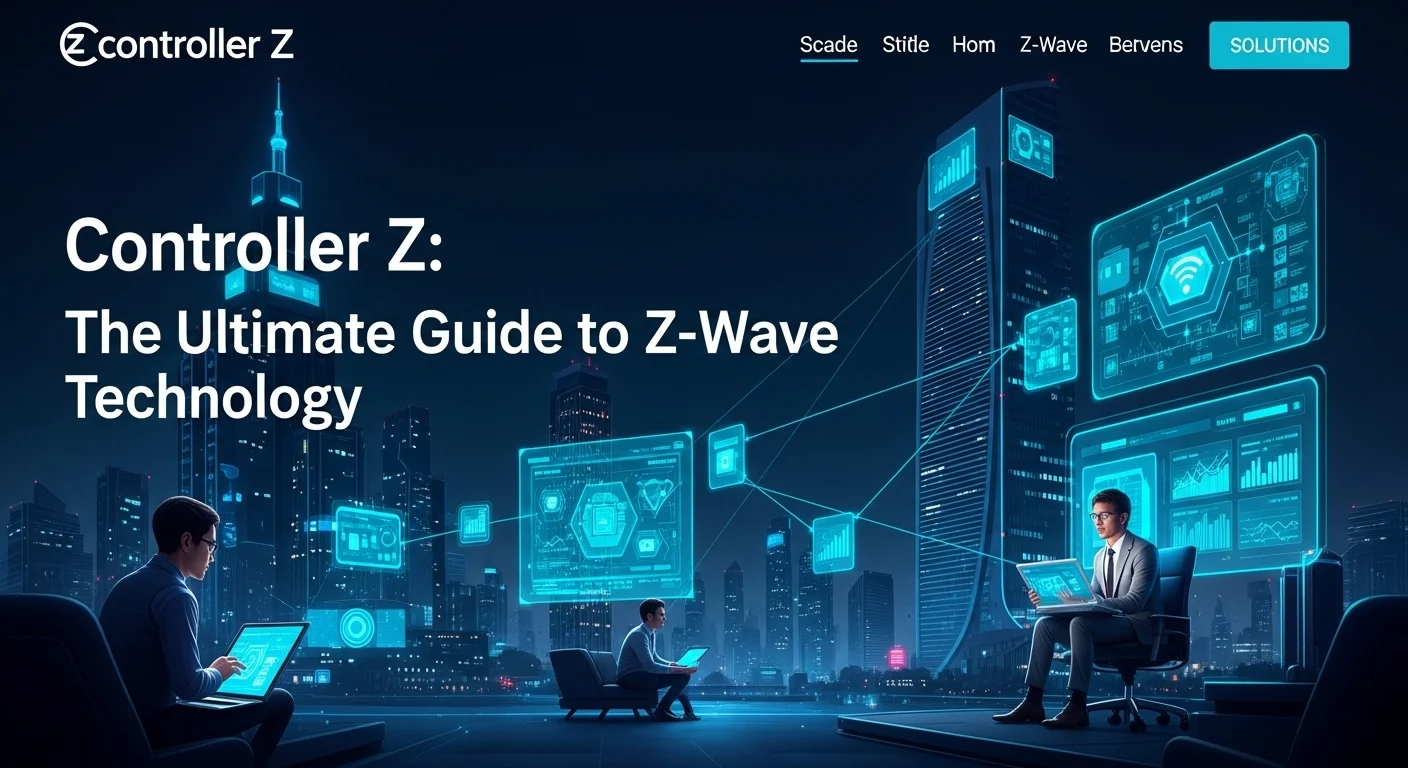 Modern technology landscape with business elements and tech solutions for Controller Z