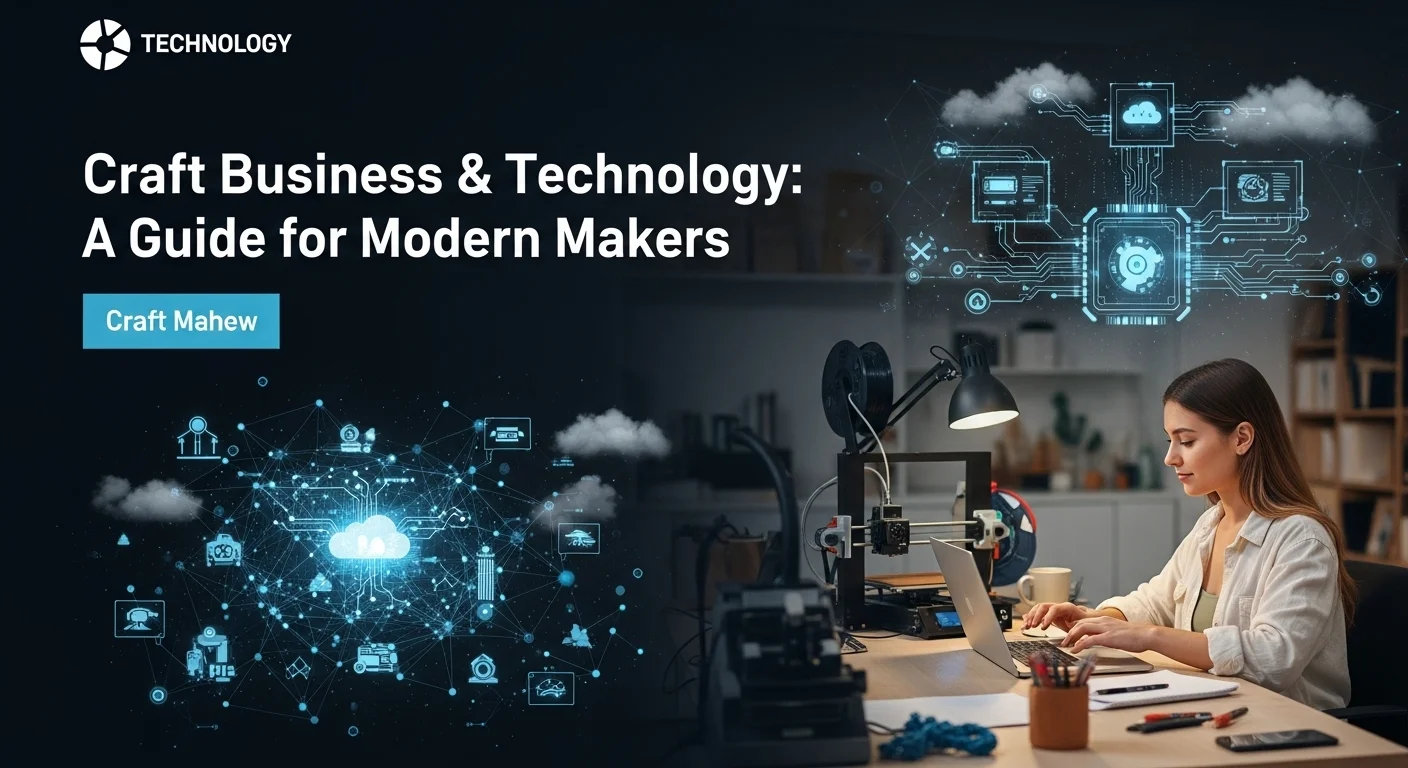 Modern technology landscape with business elements and tech solutions for Craft Business