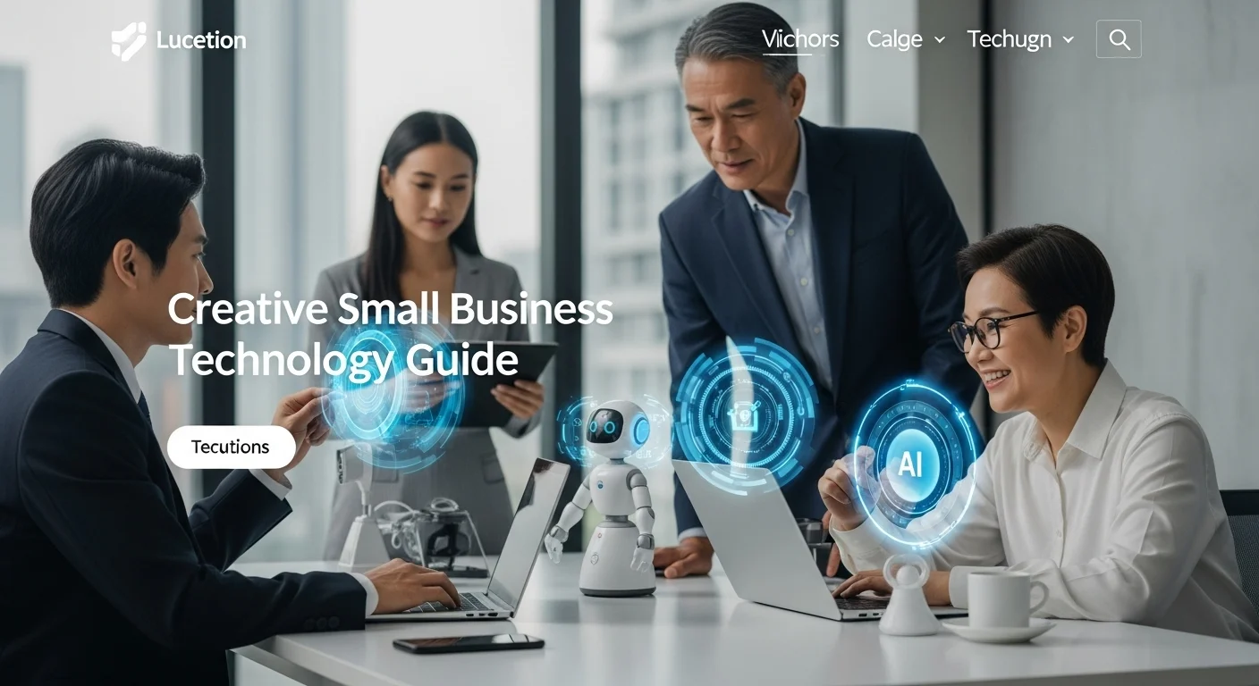 Modern technology landscape with business elements and tech solutions for Creative Small