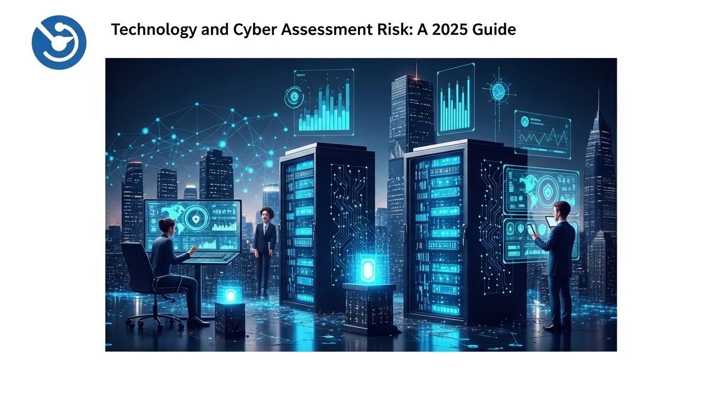 Modern technology landscape with business elements and tech solutions for Cyber Assessment Risk