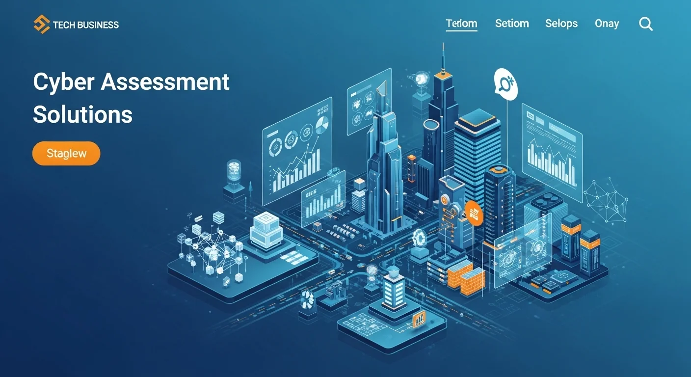 Modern technology landscape with business elements and tech solutions for Cyber Assessment