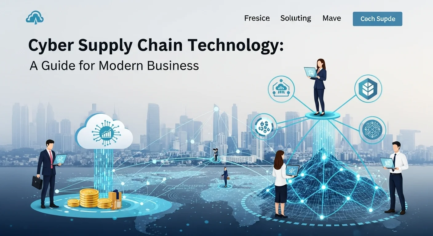 Modern technology landscape with business elements and tech solutions for Cyber Supply