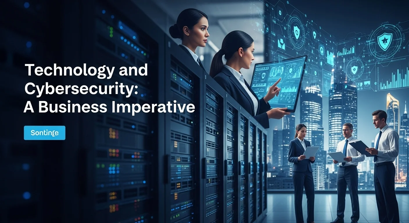Modern technology landscape with business elements and tech solutions for Cybersecurity