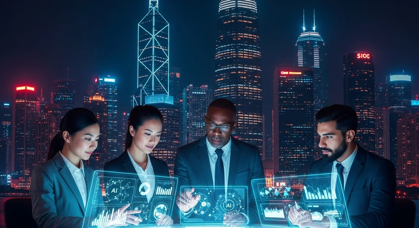 Modern technology landscape with business elements and tech solutions for Develop Artificial