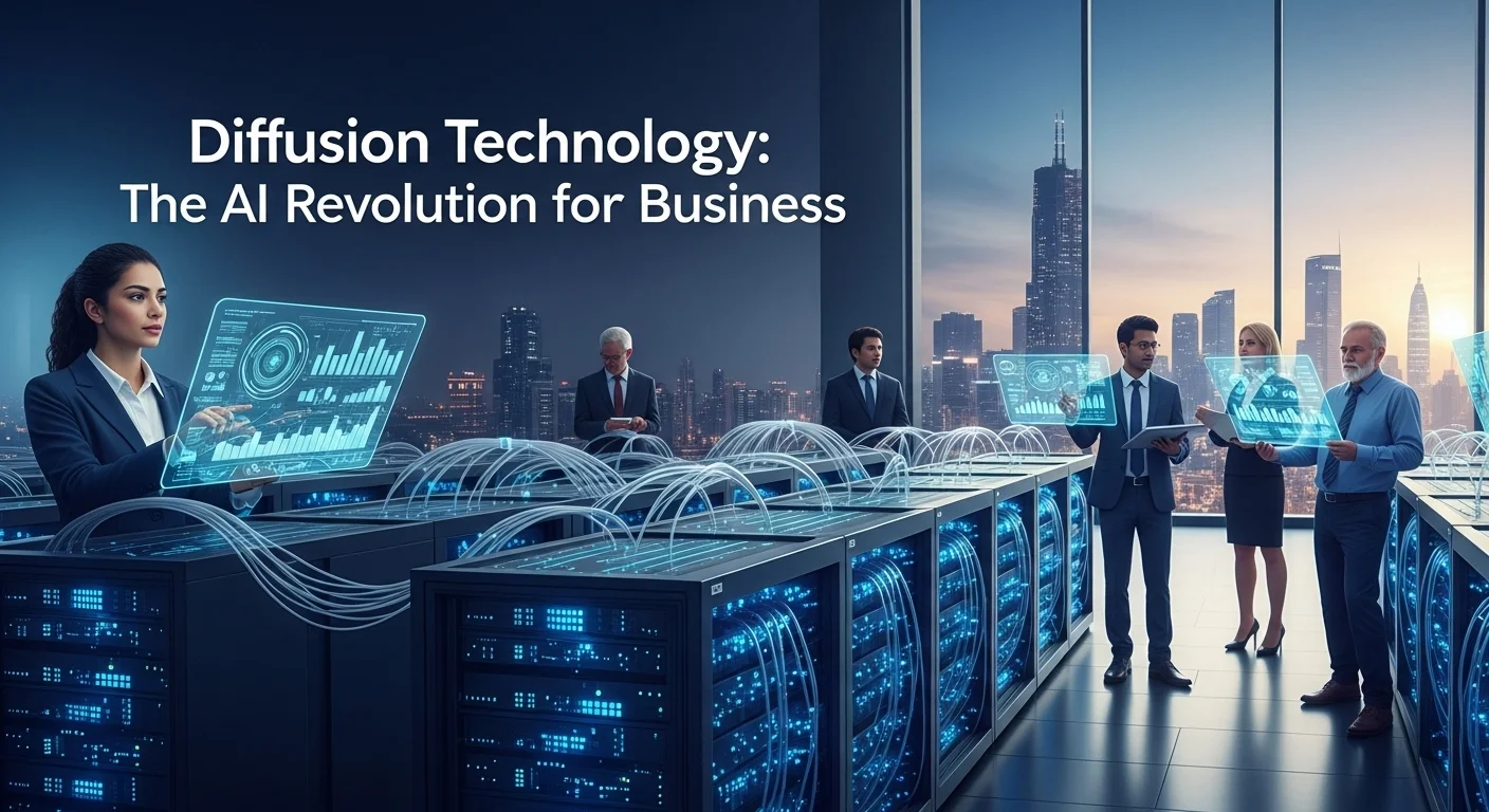 Modern technology landscape with business elements and tech solutions for Diffusion