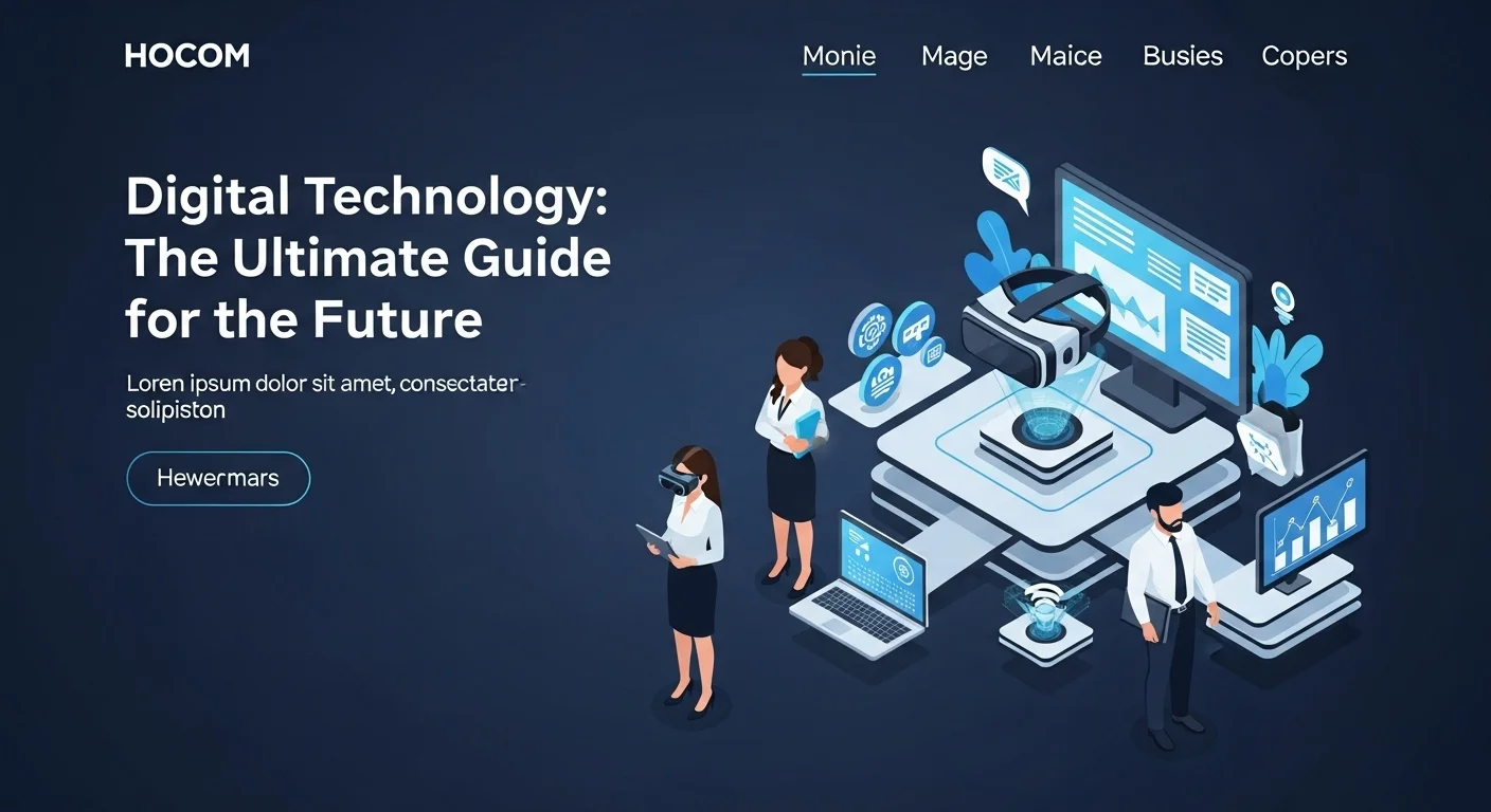 Modern technology landscape with business elements and tech solutions for Digital