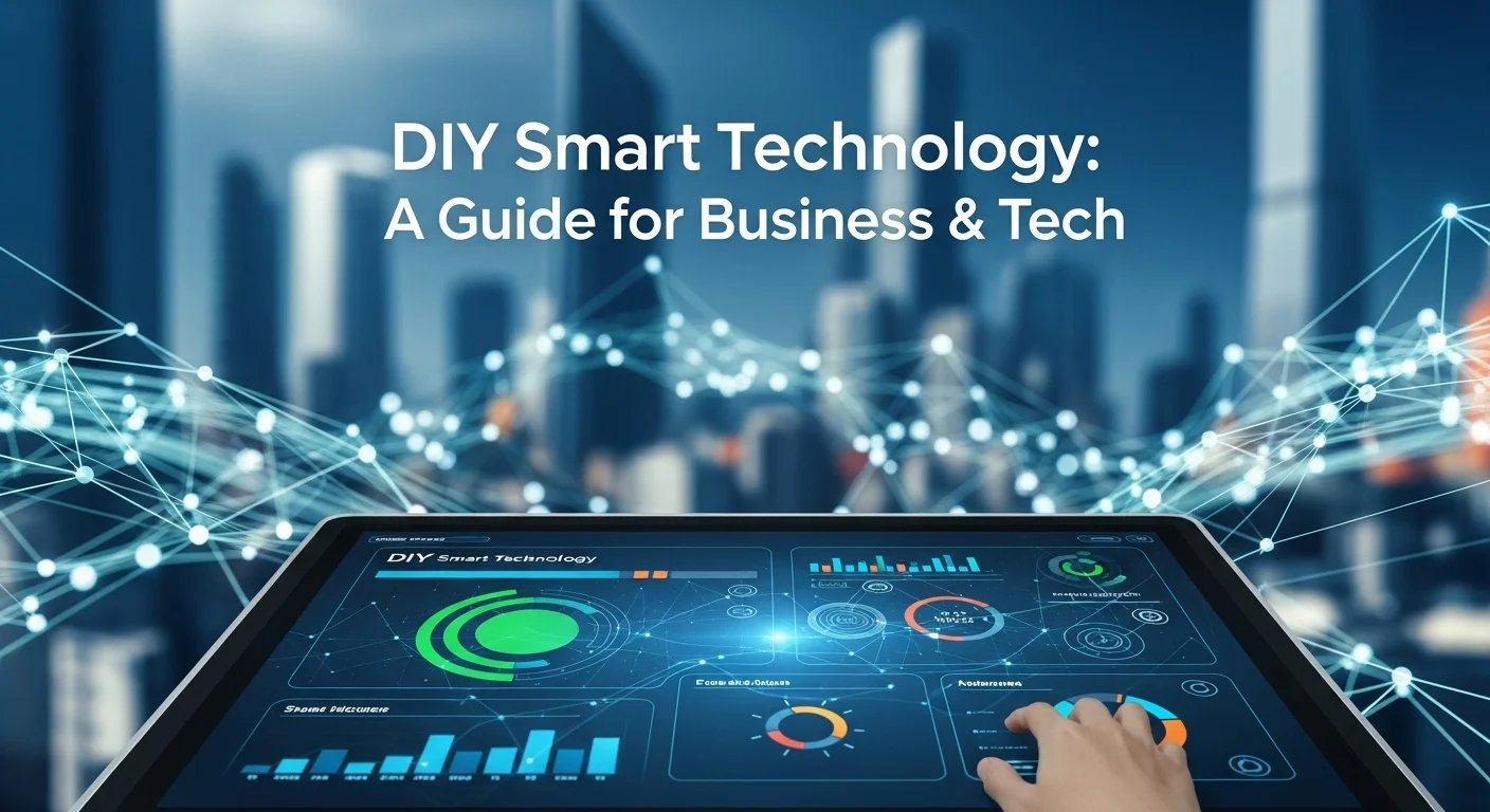 Modern technology landscape with business elements and tech solutions for Diy Smart