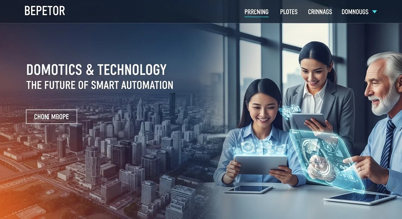Modern technology landscape with business elements and tech solutions for Domotics