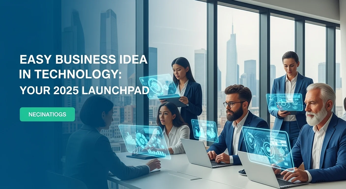 Modern technology landscape with business elements and tech solutions for Easy Business Idea
