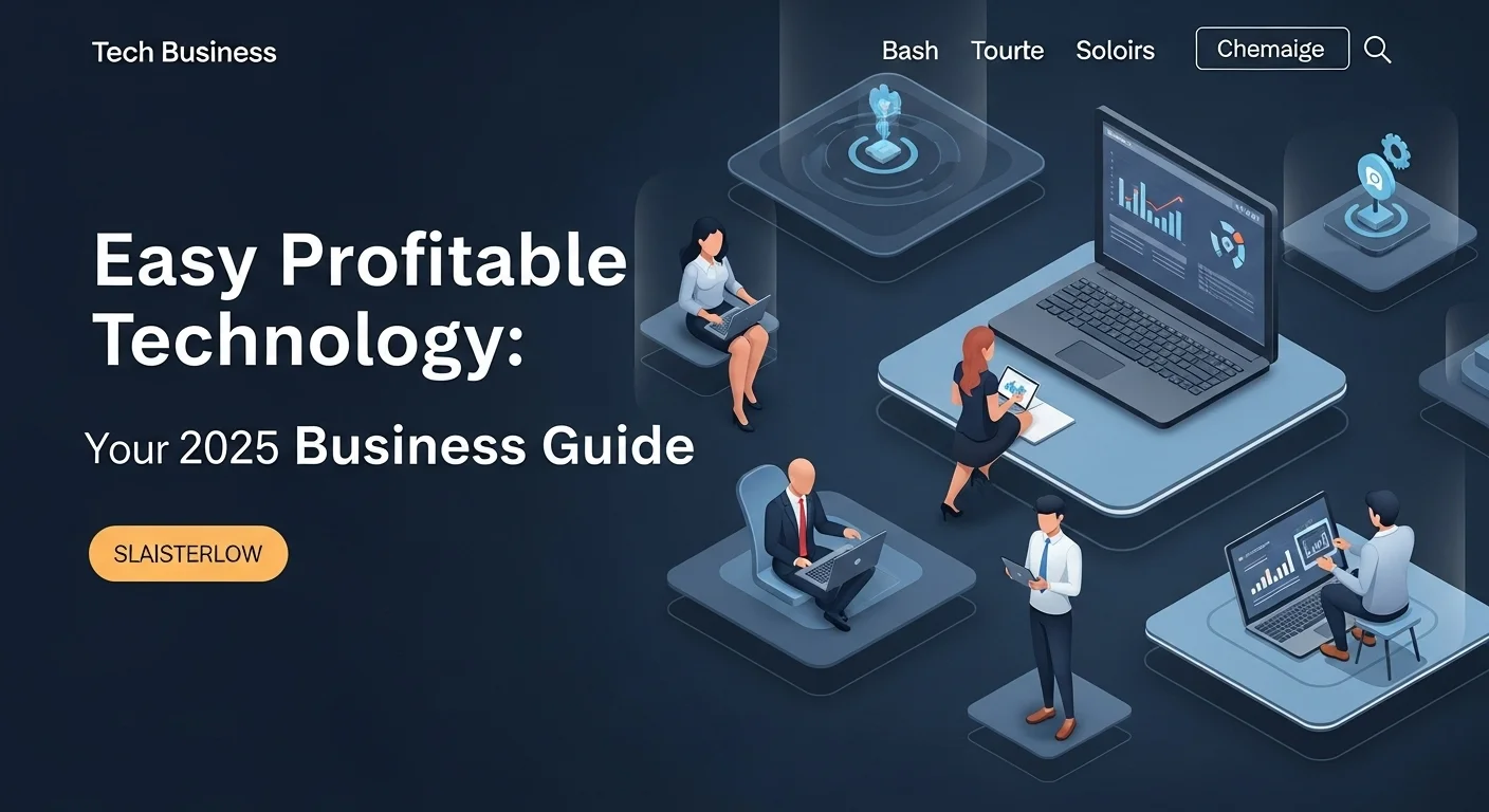 Modern technology landscape with business elements and tech solutions for Easy Profitable