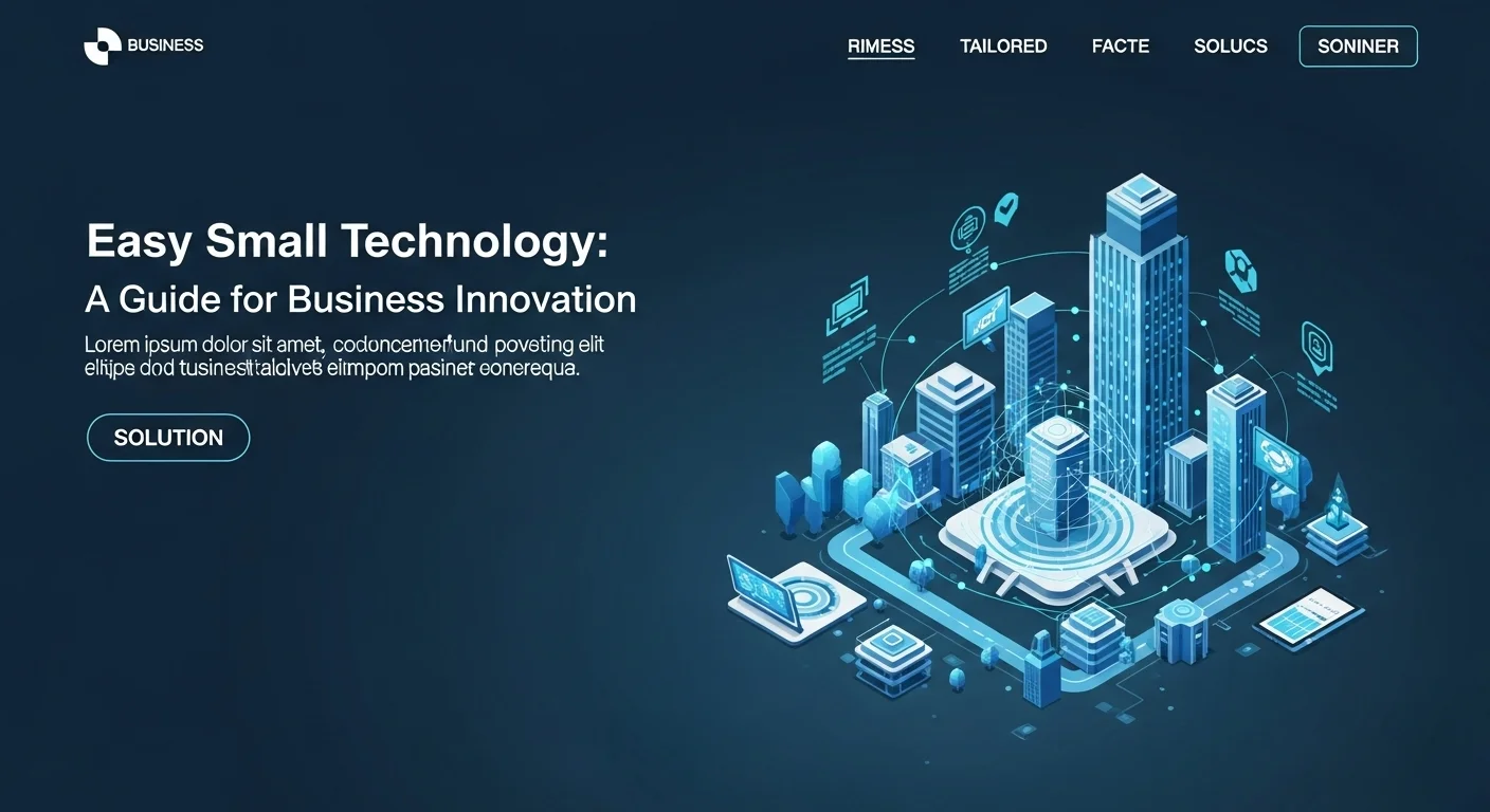 Modern technology landscape with business elements and tech solutions for Easy Small