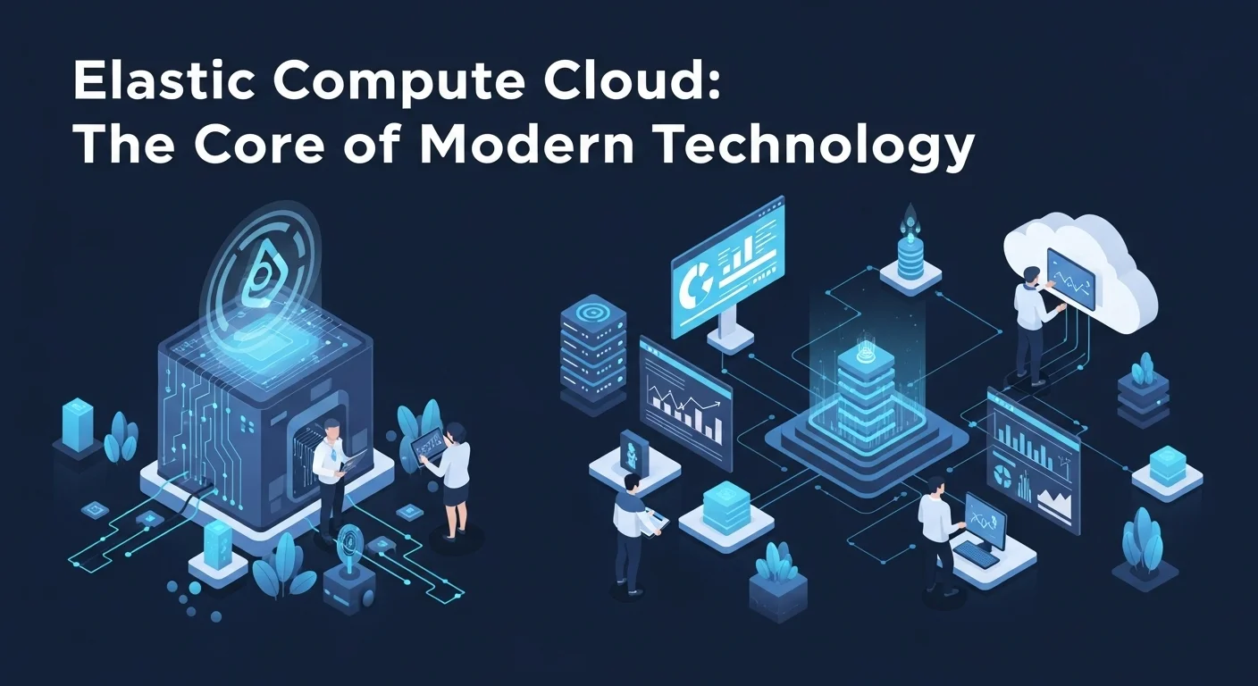 Modern technology landscape with business elements and tech solutions for Elastic Compute Cloud