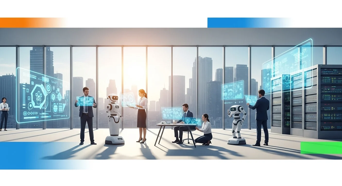 Modern technology landscape with business elements and tech solutions for Electrical