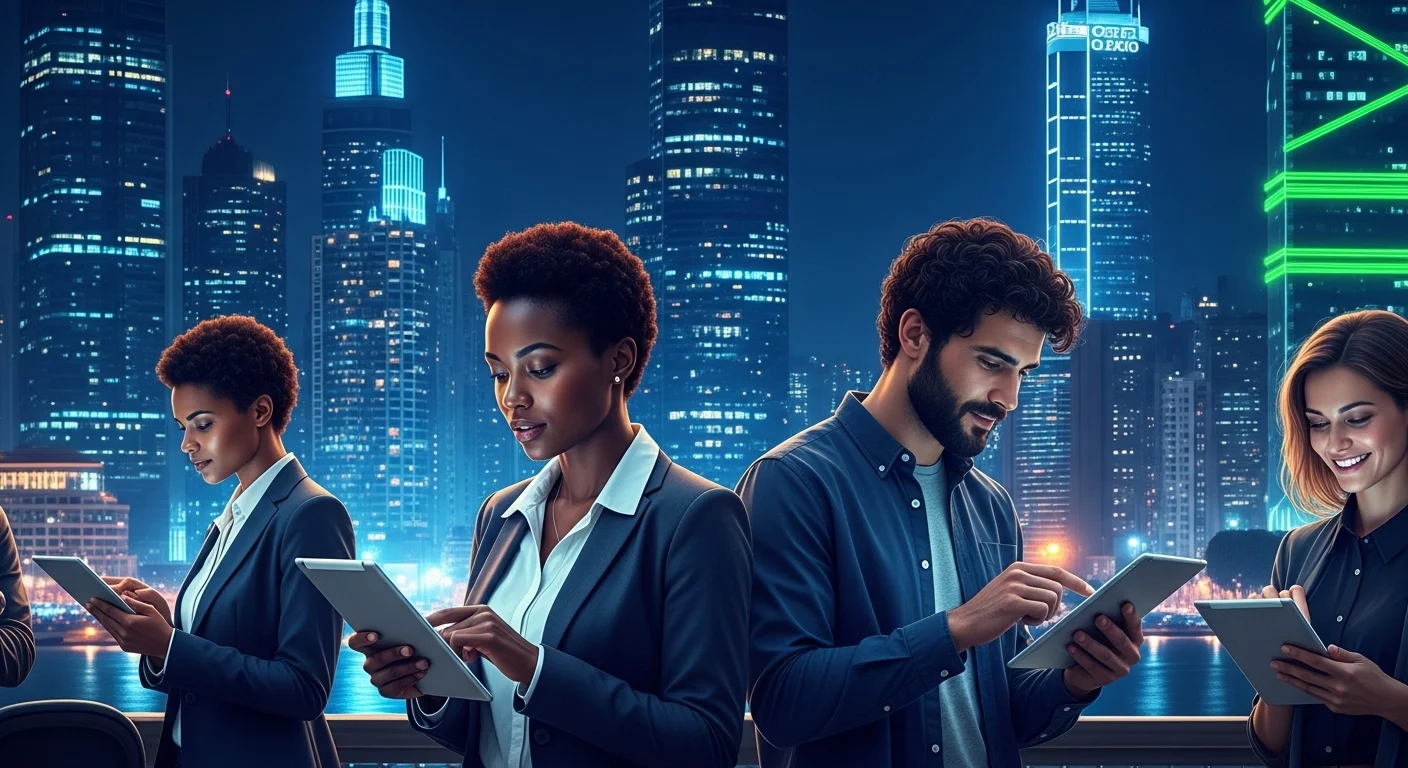Modern technology landscape with business elements and tech solutions for Electronics