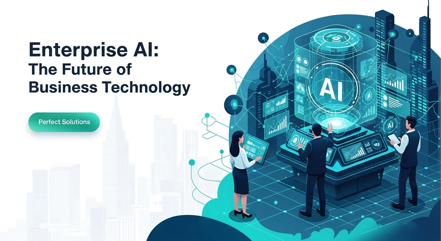 Modern technology landscape with business elements and tech solutions for Enterprise Ai