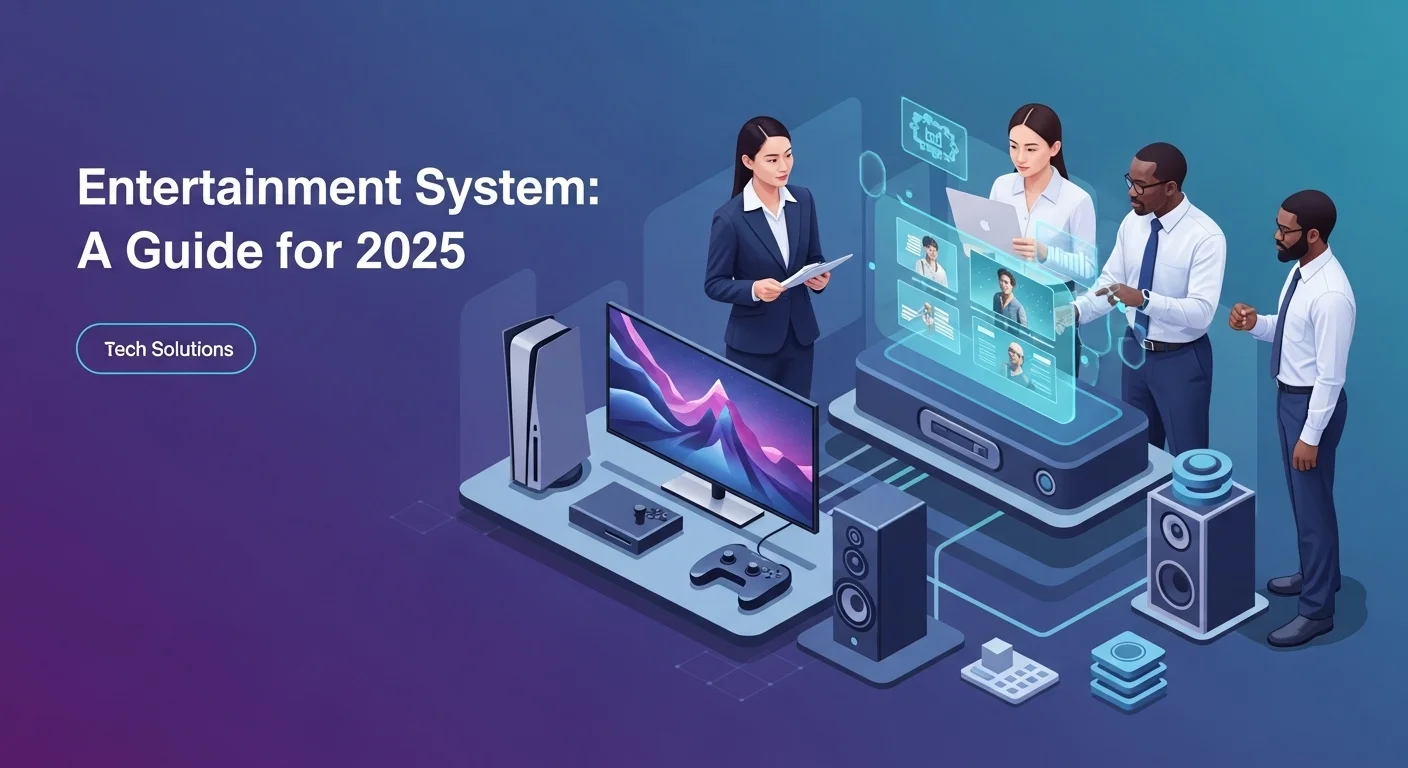 Modern technology landscape with business elements and tech solutions for Entertainment System