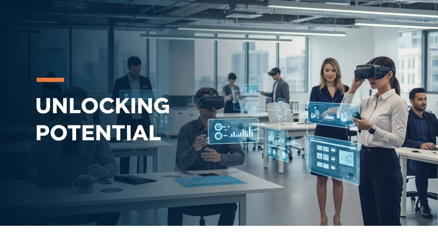 Modern technology landscape with business elements and tech solutions for Existing