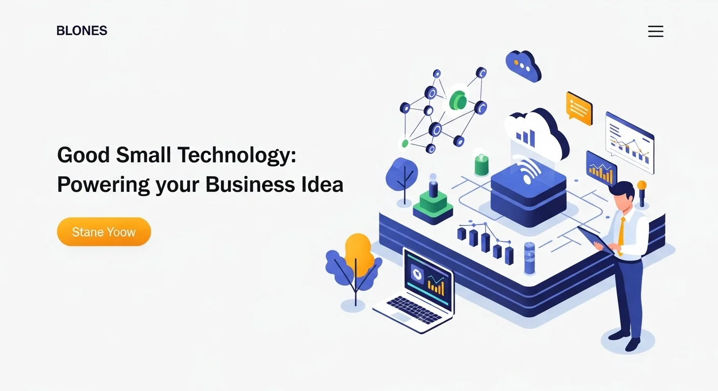 Modern technology landscape with business elements and tech solutions for Good Small