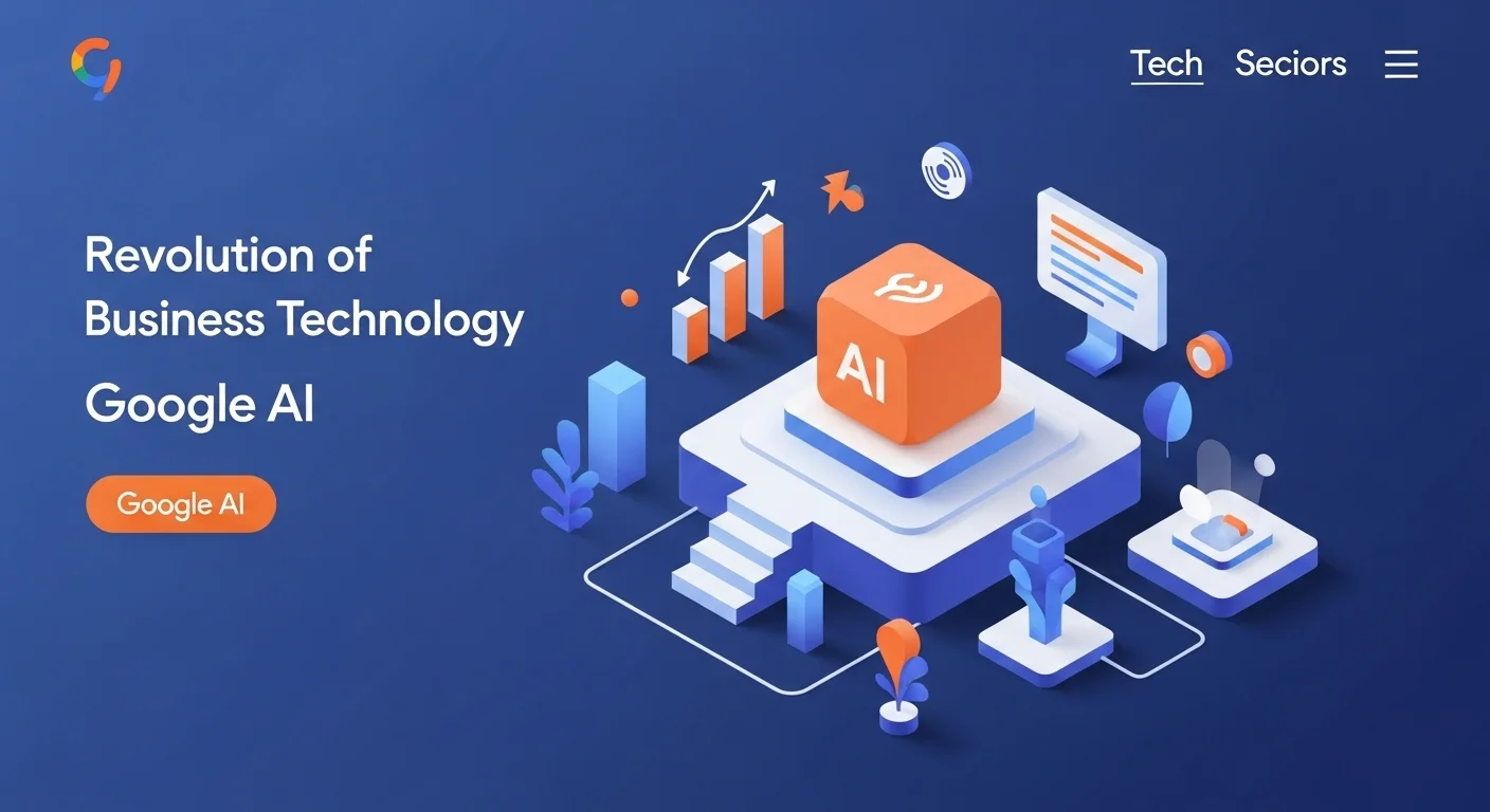 Modern technology landscape with business elements and tech solutions for Google Ai